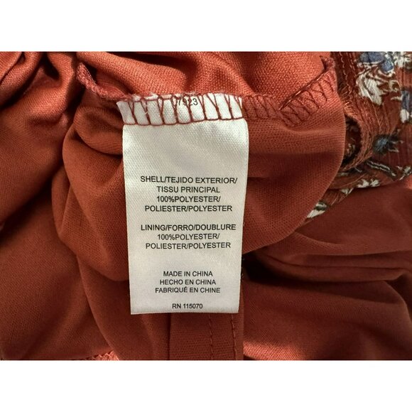 Nina Leonard Smocked Flutter Sleeve Floral Print Lined Midi Dress Flattering SzL - Picture 6 of 7